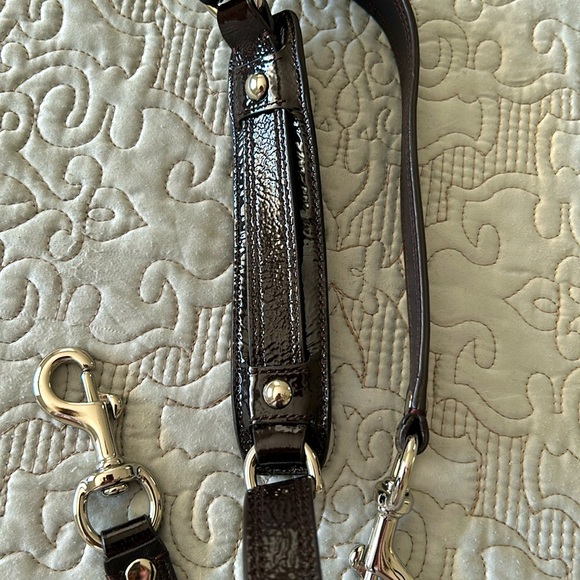 Authentic  Coach Ashley  Satchel  Patent  Leather  Bag  Espresso Mahogany Brown - Picture 7 of 10